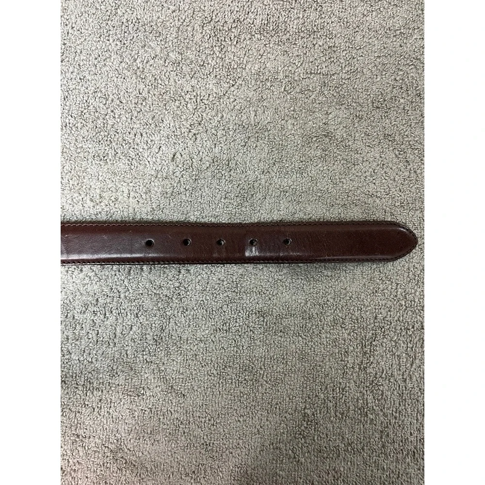 LL Bean Mens Chino Belt 42 Chocolate Brown Full Grain Leather Brass Buckle 2809